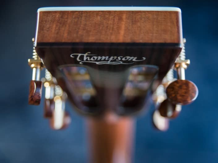 Preston Thompson Acoustic Guitars Brazilian Rosewood 14 Fret 000 acoustic guitar with custom abalone inlays. Back logo