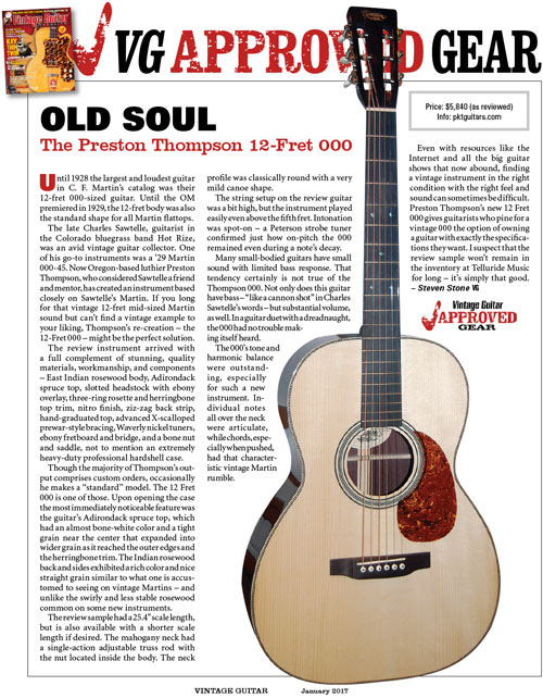 vintage guitar magazine review preston thompson