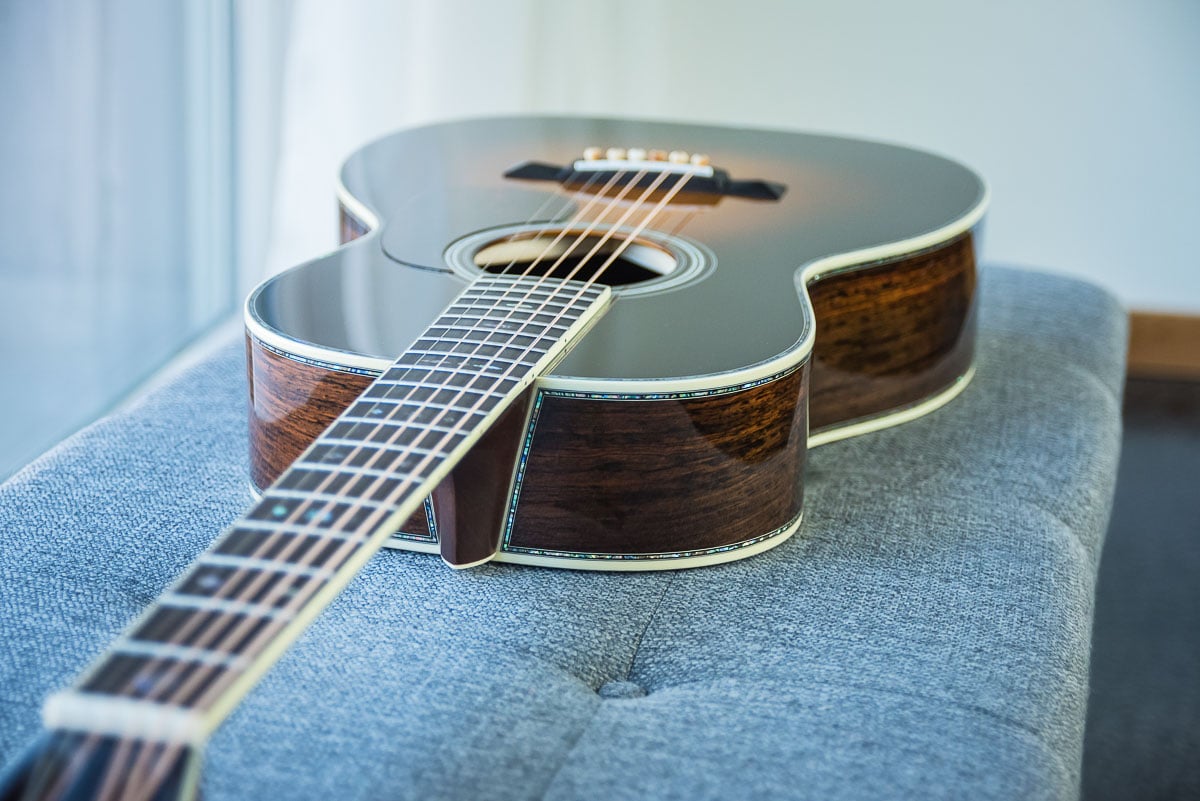 custom sunburst acoustic guitar