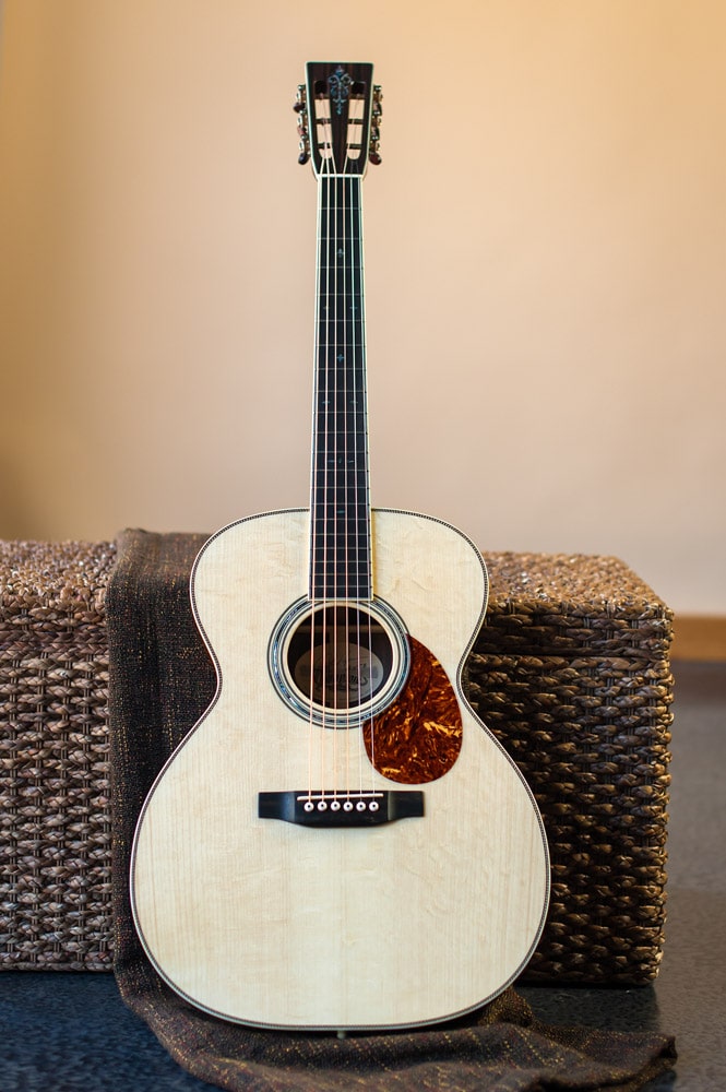 Preston Thompson Acoustic Guitars Brazilian Rosewood 14 Fret 000 acoustic guitar with custom abalone inlays. Full body